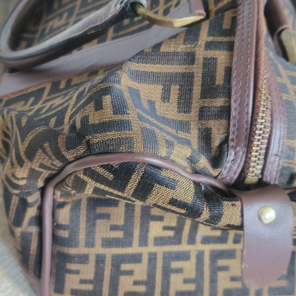 Fendi Zucca FF Canvas Leather Boston 45 Travel Bag. - Picture 12 of 16